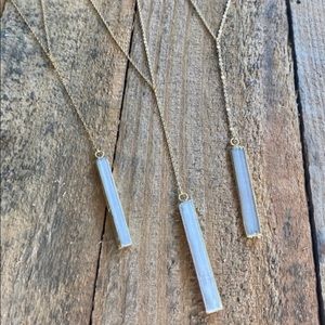 Selenite Crystal Wand Lariat Necklace